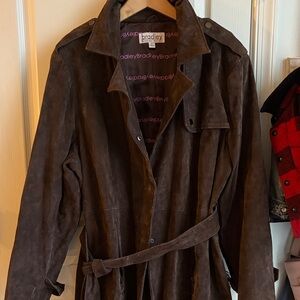 Women's Brown Suede Long Jacket